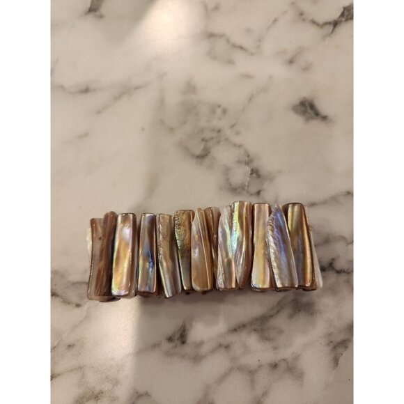 Vintage Mother Of Pearl Abalone Shell Stretch Bracelet - Picture 1 of 4